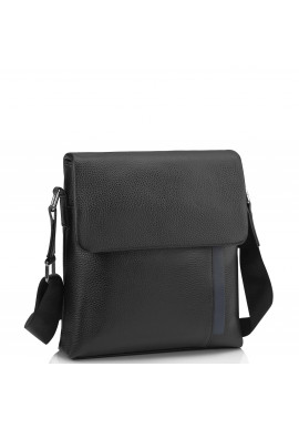 Фото Мужская кожаная сумка через плечо черная Tiding Bag A25F-9913A