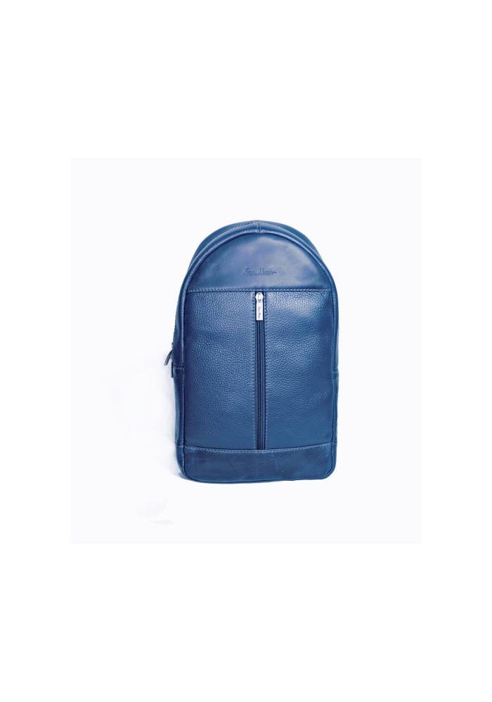 Фото Брендовый рюкзак кожаный через плечо ISSA HARA синий