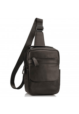 Фото Мужская кожаная сумка-слинг темно-коричневая Tiding Bag A25F-003DB
