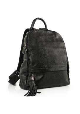 Фото Кожаный женский черный рюкзак Olivia Leather FL-TRCH-6901A