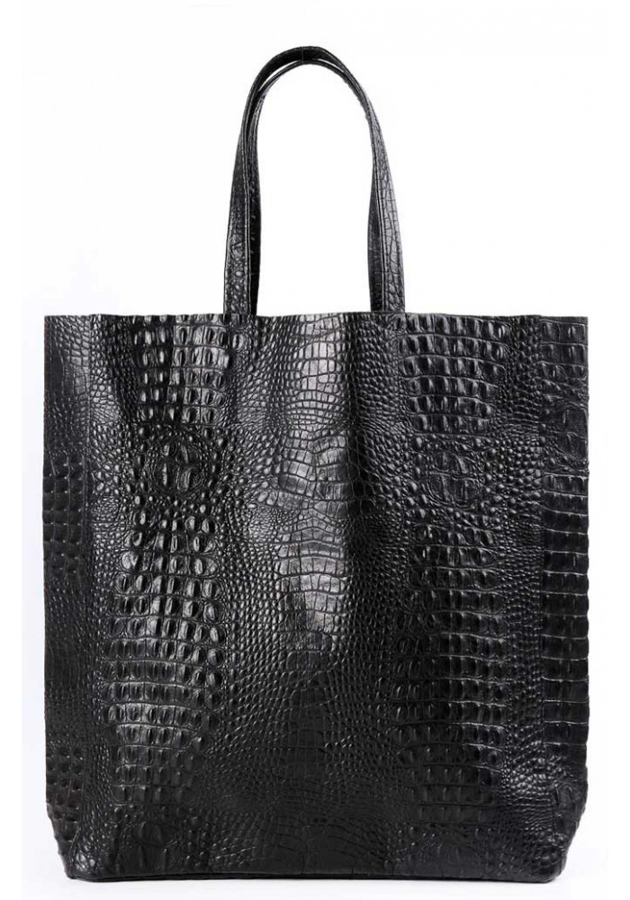 Фото Женская кожаная сумка Poolparty Leather City Croco Black