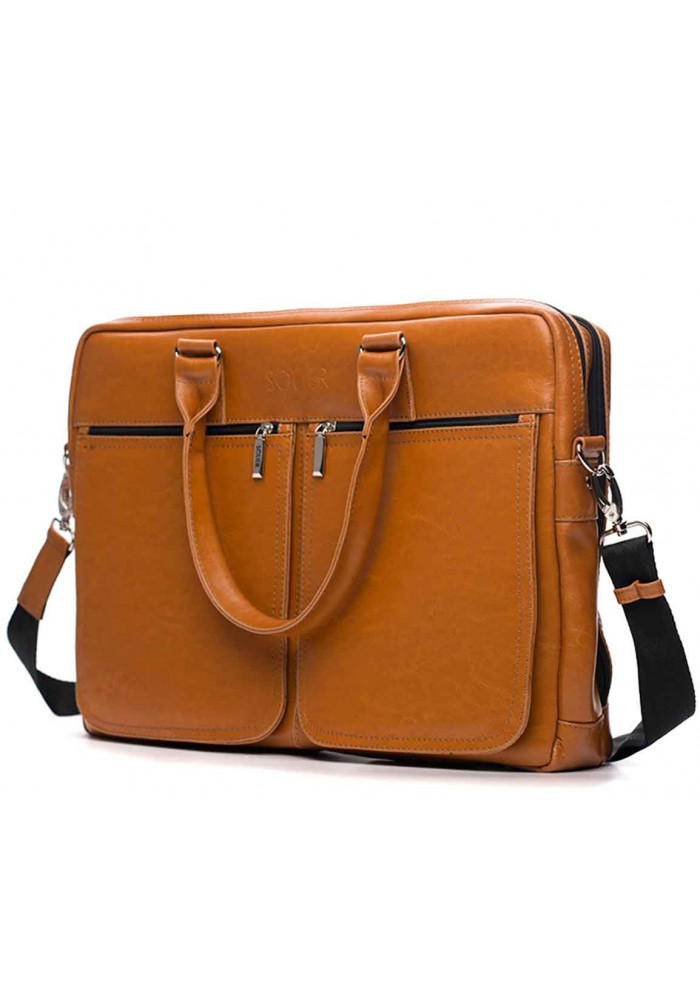 Фото Кожаная сумка для ноутбука 17 дюймов Solier SL01 Camel